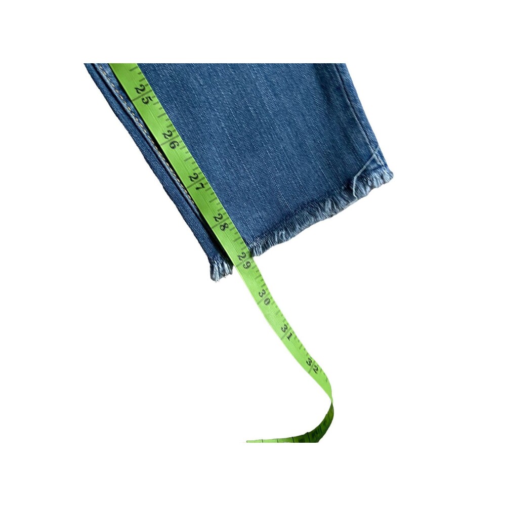 Womens Mid Rise Skinny Jeans Size 00 Blue‎ Distressed Raw Hem Sculpting Stretch - Picture 14 of 15